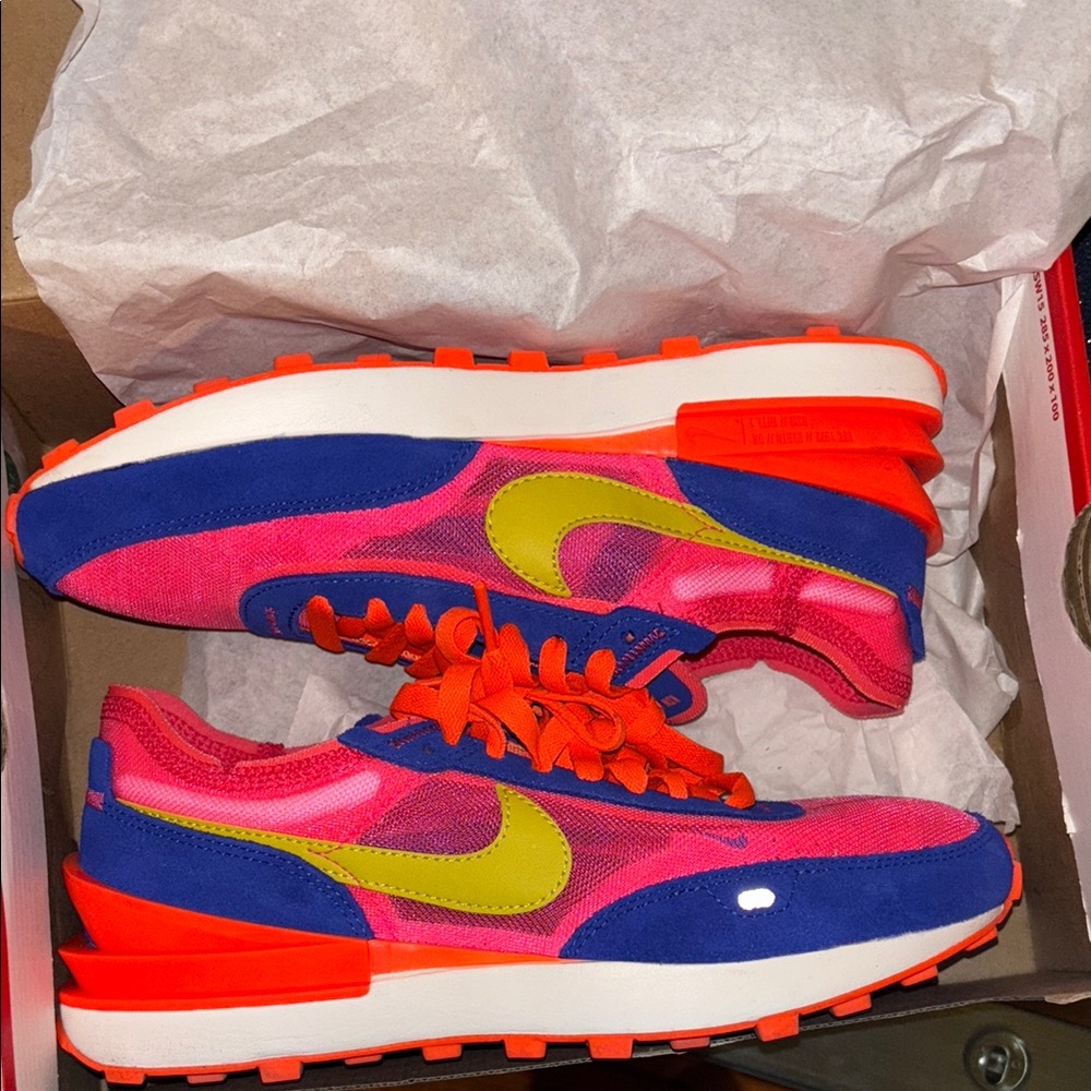 Nike Waffle One Pink and Blue Sneakers